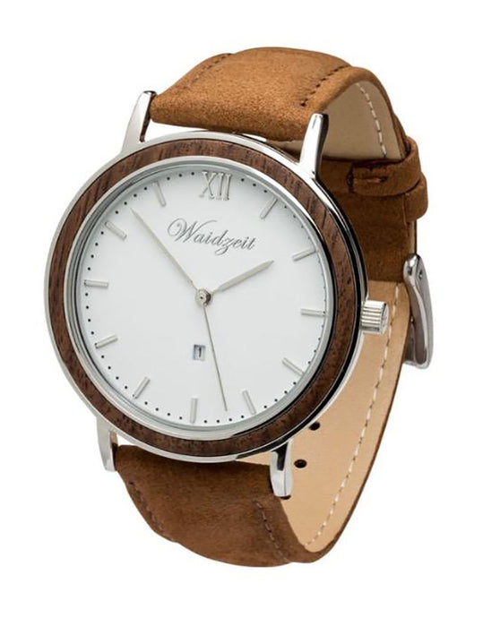 Alpin Sommerzeit Watch with Walnut Face and Leather Band