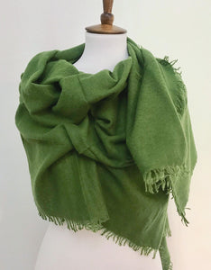 Felted Cashmere Fringed Scarf in Green
